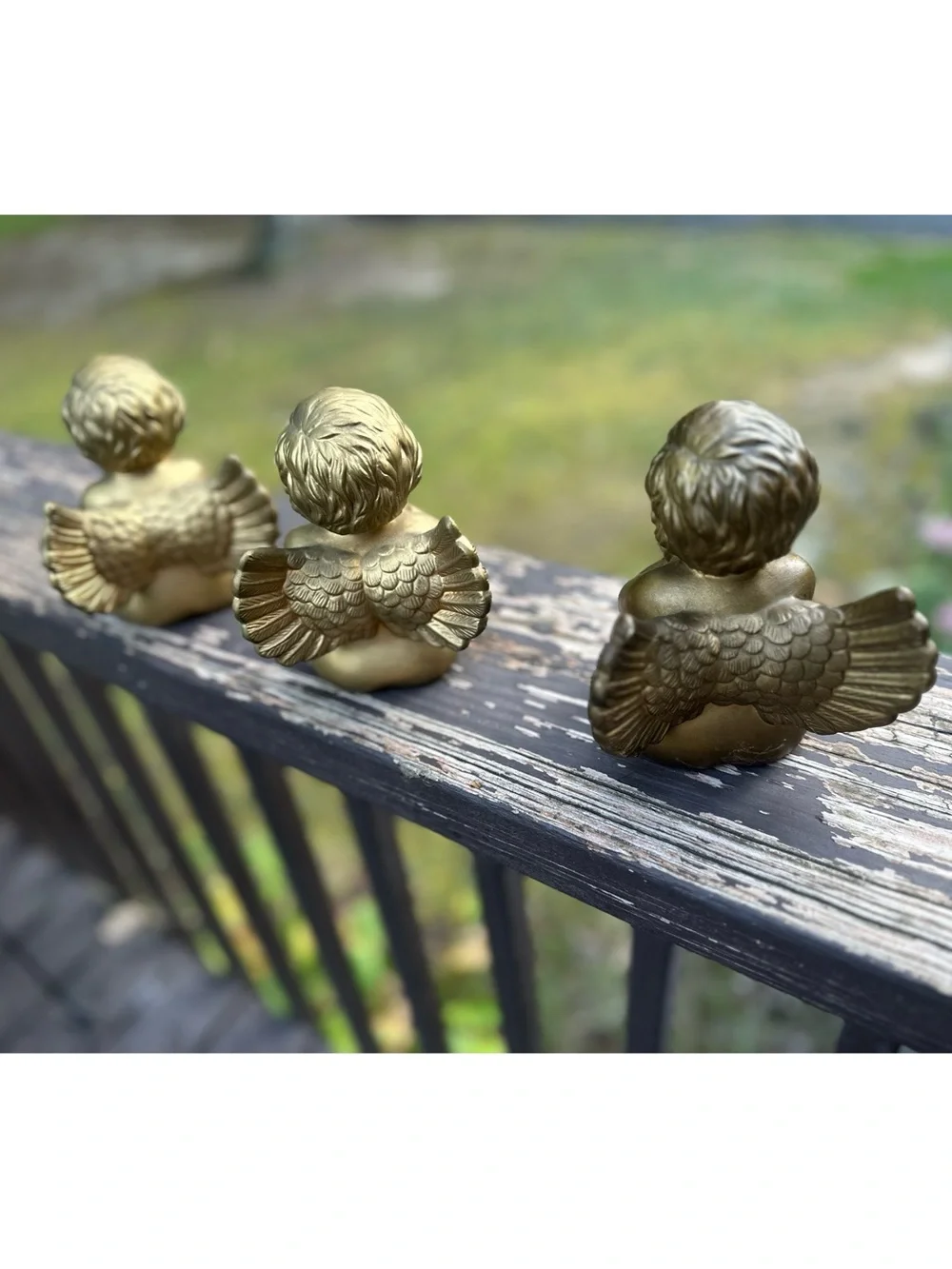 Set of 3 Gold Cherub Figurines — Decorative Winged Accents